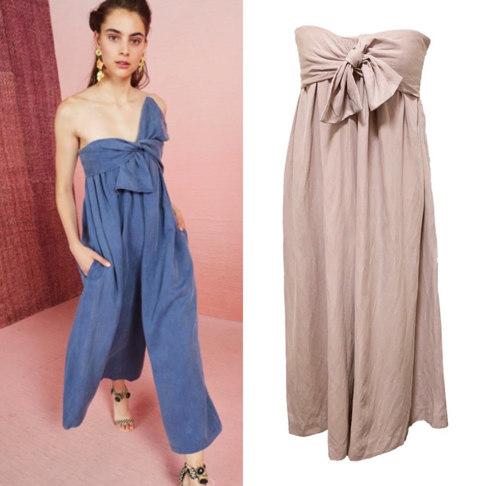 ULLA JOHNSON Jordane Strapless Wide Leg Jumpsuit